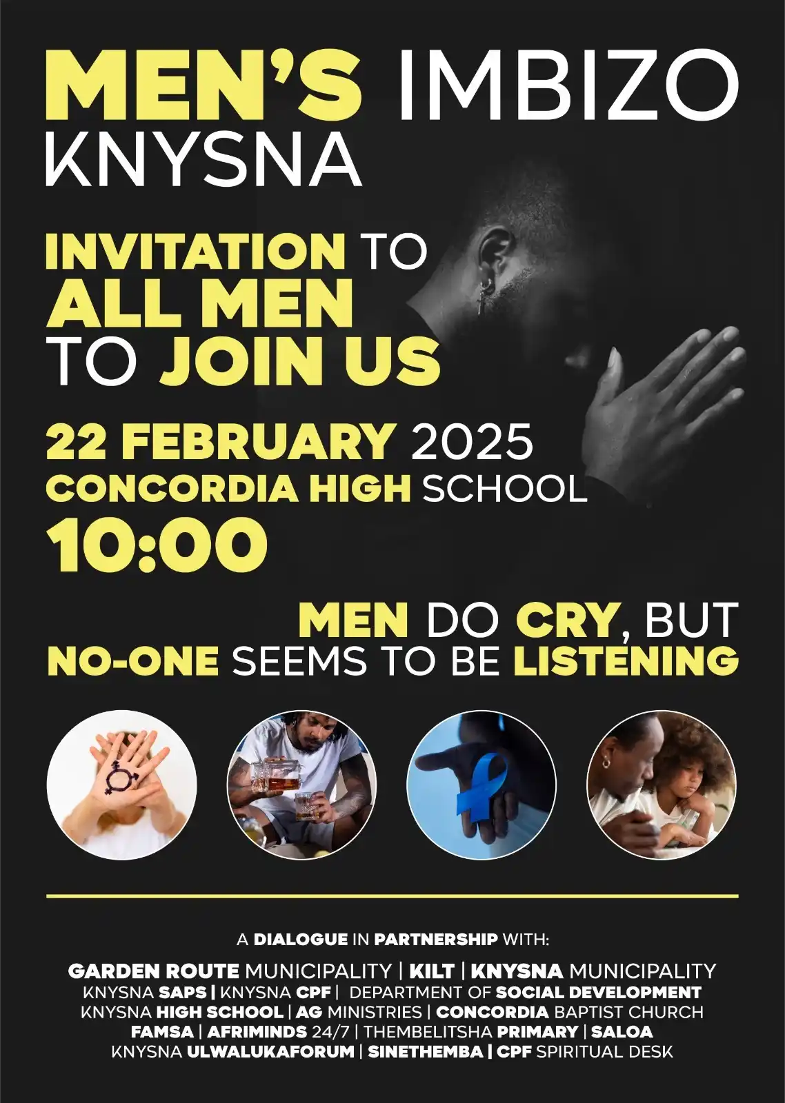 Image from Knysna Municipality: *REMINDER: MEN’S IMBIZO* 👥 🗓 Saturday, 22 February 2025 (tomorrow) ...