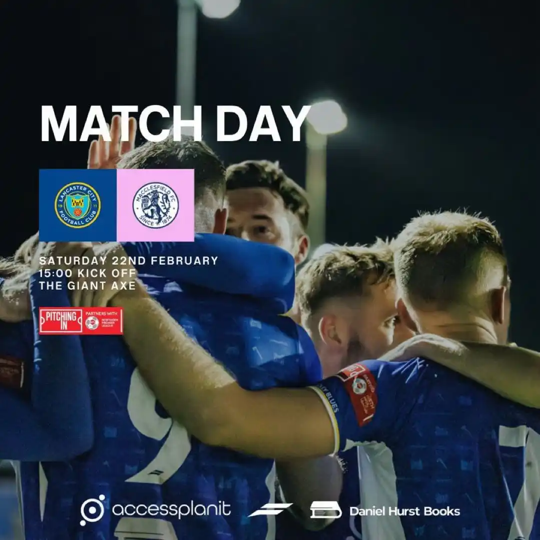 Image from Lancaster City Football Club : 𝐌𝐀𝐓𝐂𝐇𝐃𝐀𝐘   Come on down and get behind Chris and the lads 💙  ...