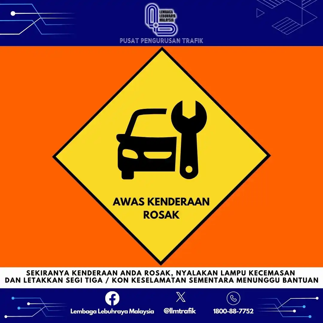 Image from LLM Info Trafik: *INFO KENDERAAN ROSAK (E6 - LEBUHRAYA ELITE)* 2.47pm🔸: ⚠Terdapat tre...