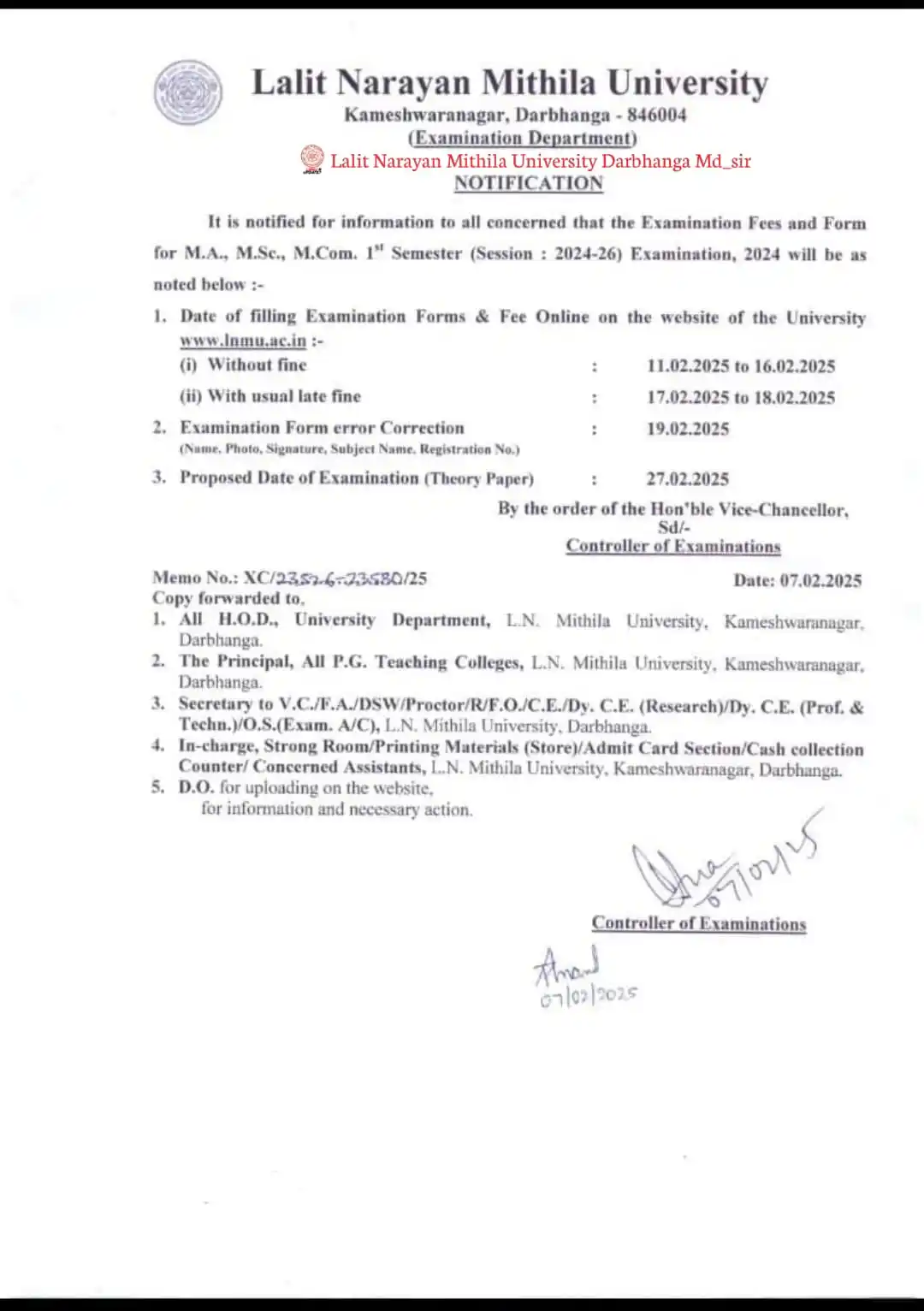 LNMU.LALIT.NARAYAN.MITHILA.UNIVERSITY DARBHANGA CHANNEL 28 post