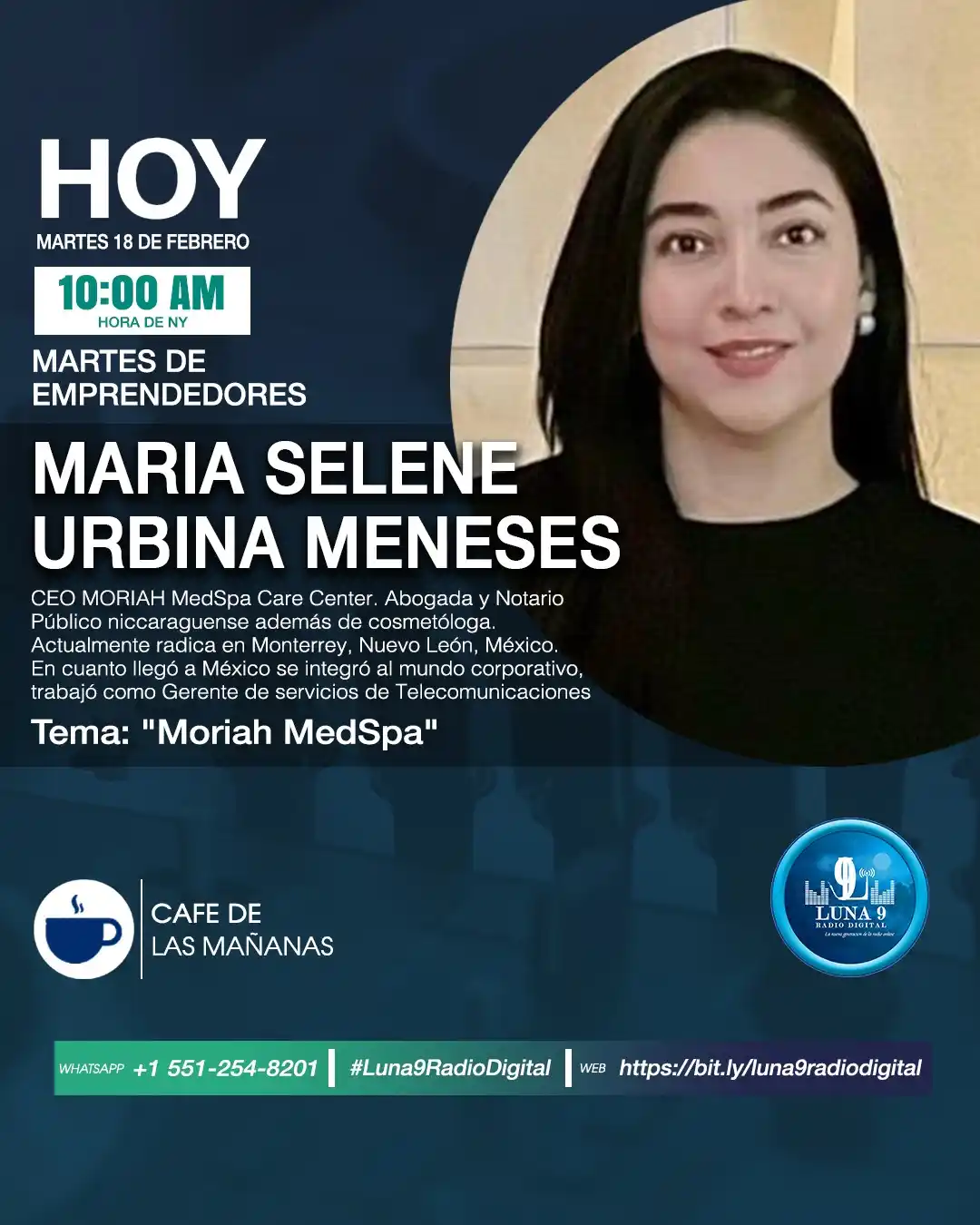 Image from Luna 9 Radio Digital: (((🔵))) ¡En vivo contigo! 🔵 "Moriah MedSpa" | <a class="text-blue-...
