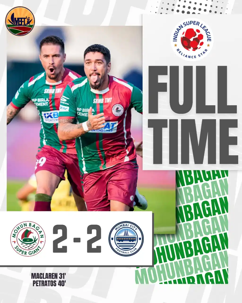 Image from MBFT : Mohun Bagan: Frustrating second half ends the match in a draw. We go again next wee...