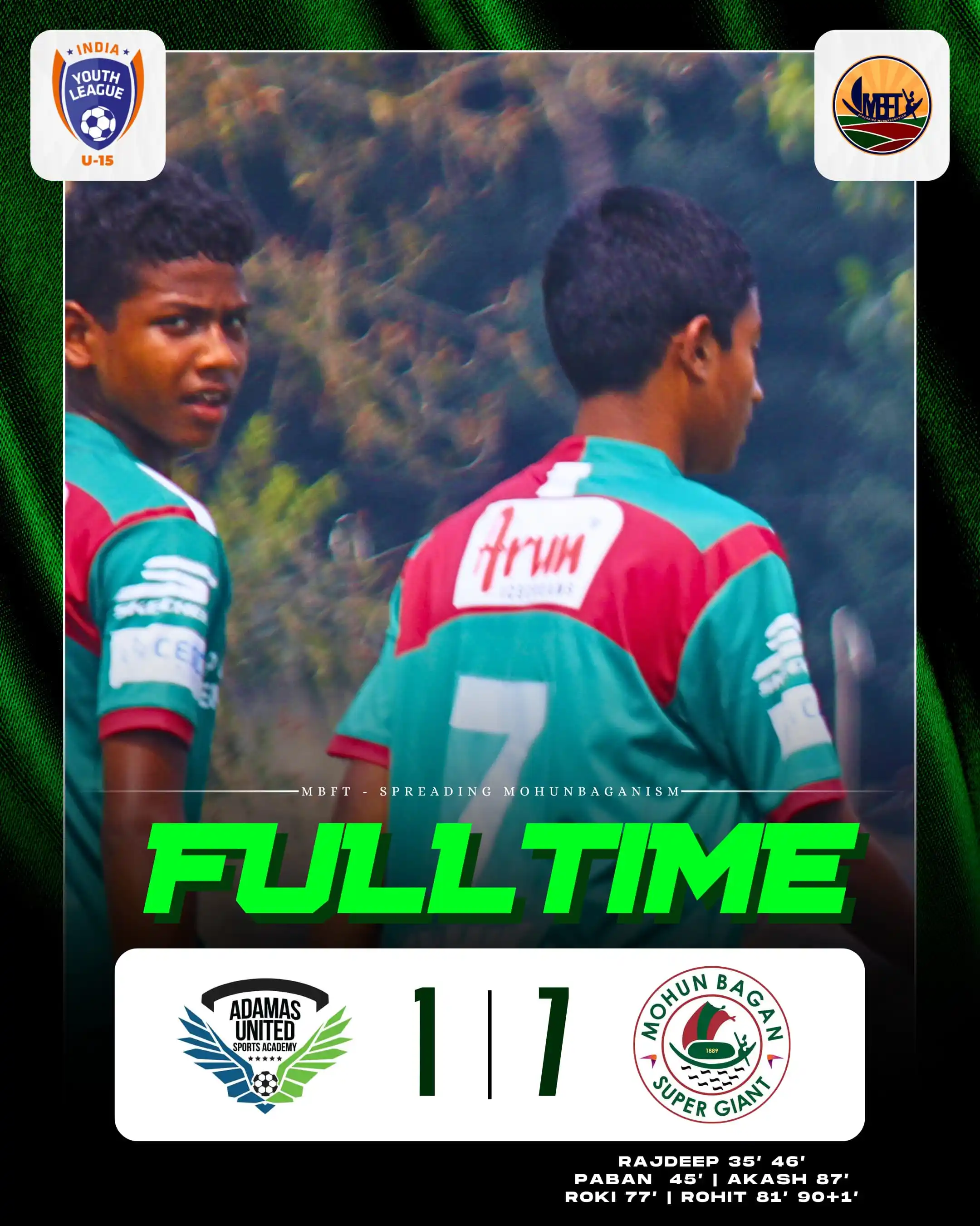 Image from MBFT : Mohun Bagan: A 7* Performance from our U15 boys, secures a fantastic 7-1 Victory ov...