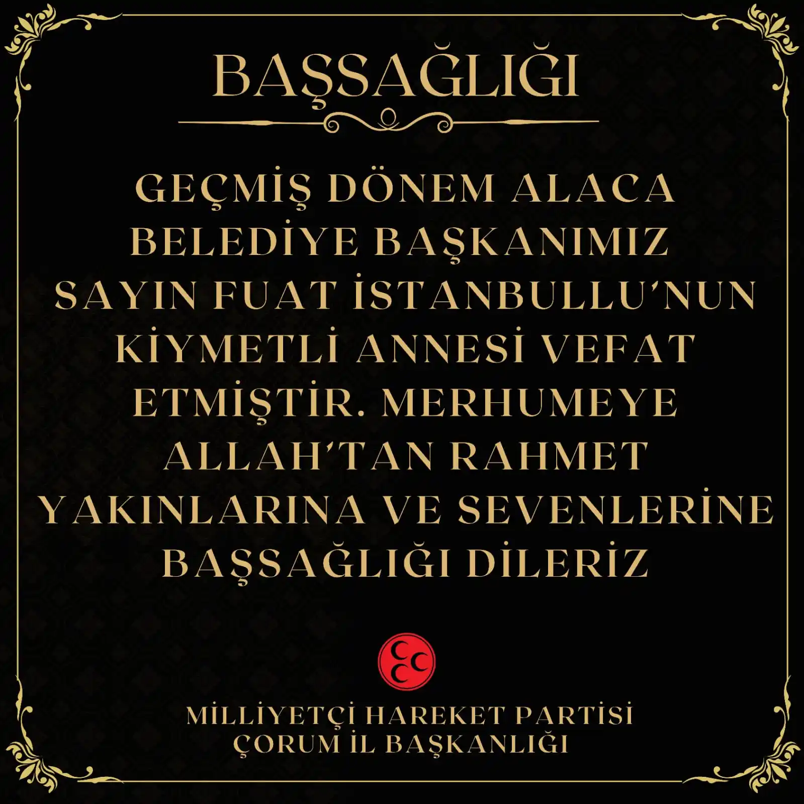 MHP Çorum İl Başkanlığı post