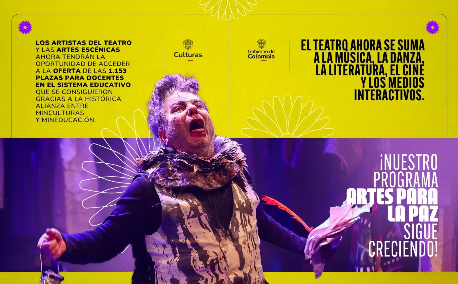 Image from Ministerio de las Culturas, las Artes y Los Saberes de Colombia: *¡Tenemos buenas noticias para los artistas del país!* Las 1.153 plaz...