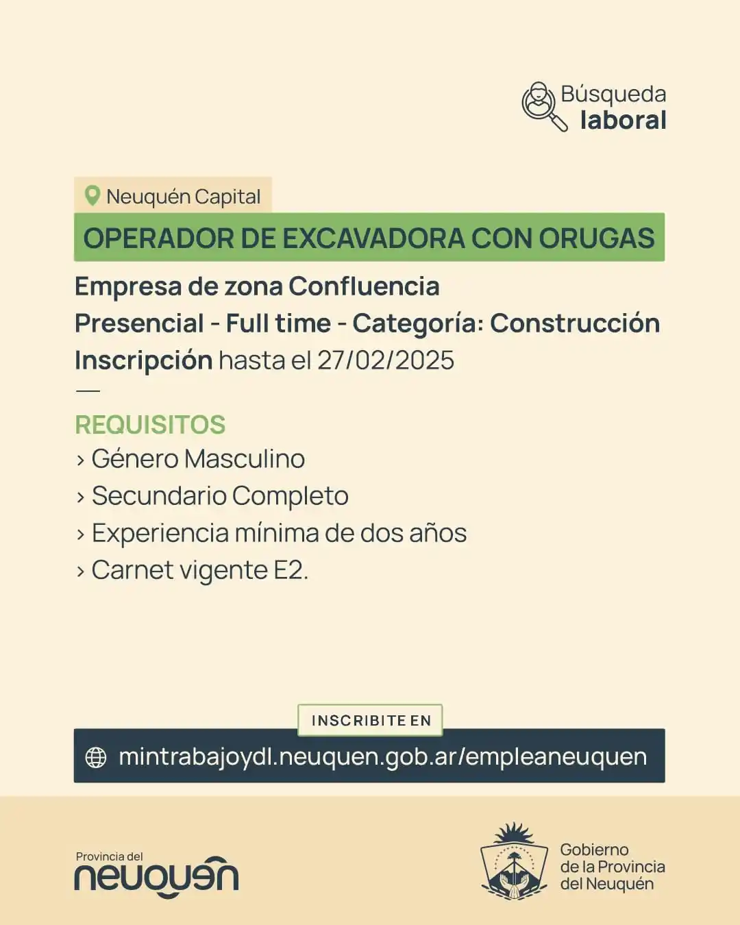 Image from Ministerio de Trabajo y Desarrollo Laboral: 🔎 Búsqueda Laboral 🔍 🕜 Tiempo de Inscripción hasta el 27/02/25 Cheq...