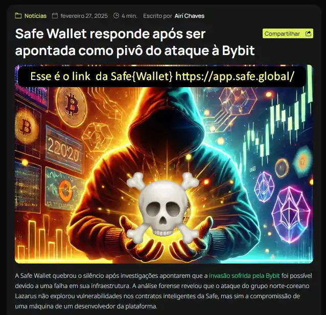 Image from MOMENTO BITCOIN com Ductor Marcus: *⚠️ Safe Wallet reforça segurança após incidente ligado à Bybit* A *...