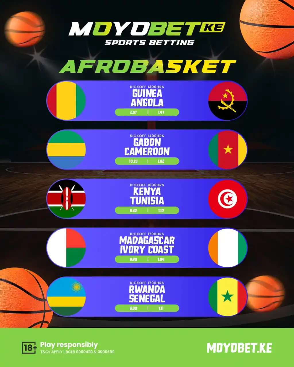 Image from Moyobet.ke: 🏀🔥 AFRICA’S BASKETBALL BATTLE BEGINS! 🔥🏀  The AfroBasket action is...