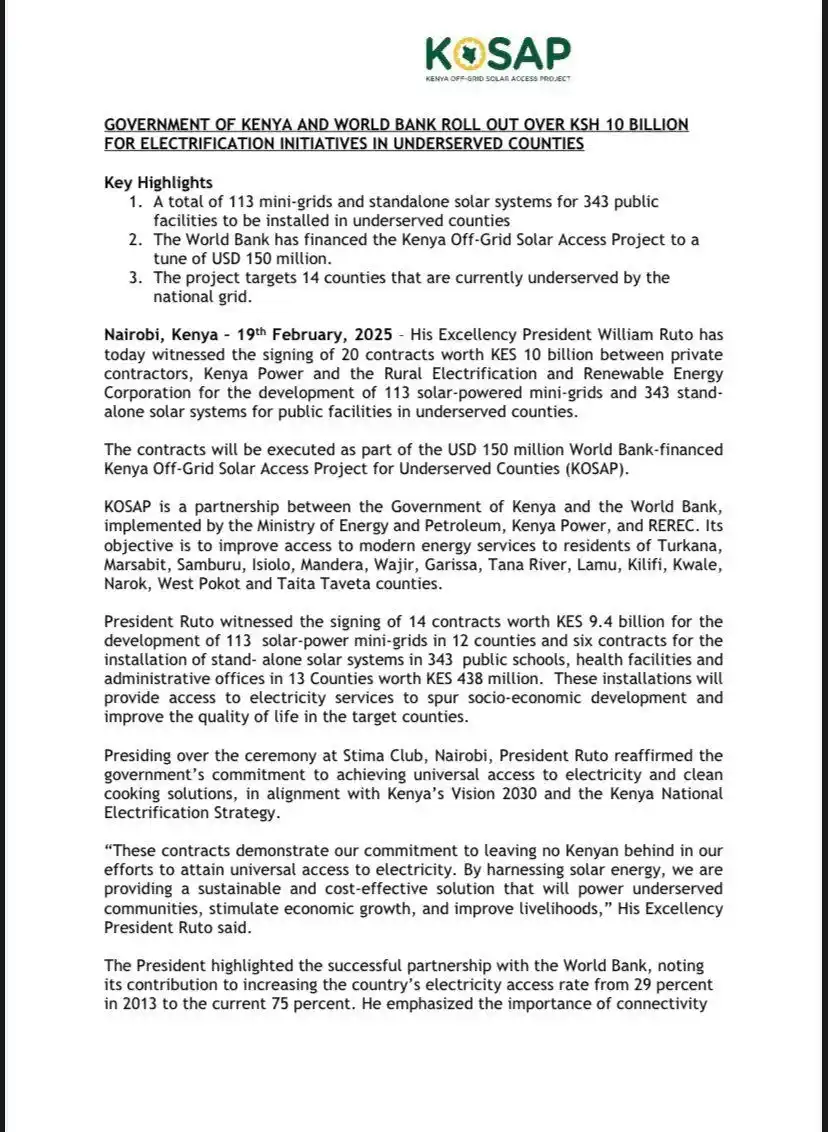 Image from Mwango Capital: 4. Kenya Power has signed KES 9.4B contracts to build 113 solar mini-g...