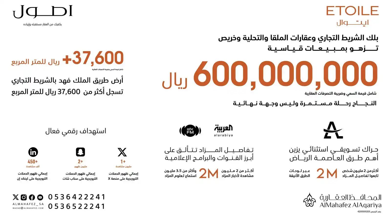 Image from مزاد السعودية Mzad Saudi: بحمد الله وفضله وتوفيقه وكرمه نعلن نجاح مزاد إيتوال/أصول وبيع جميع ا...