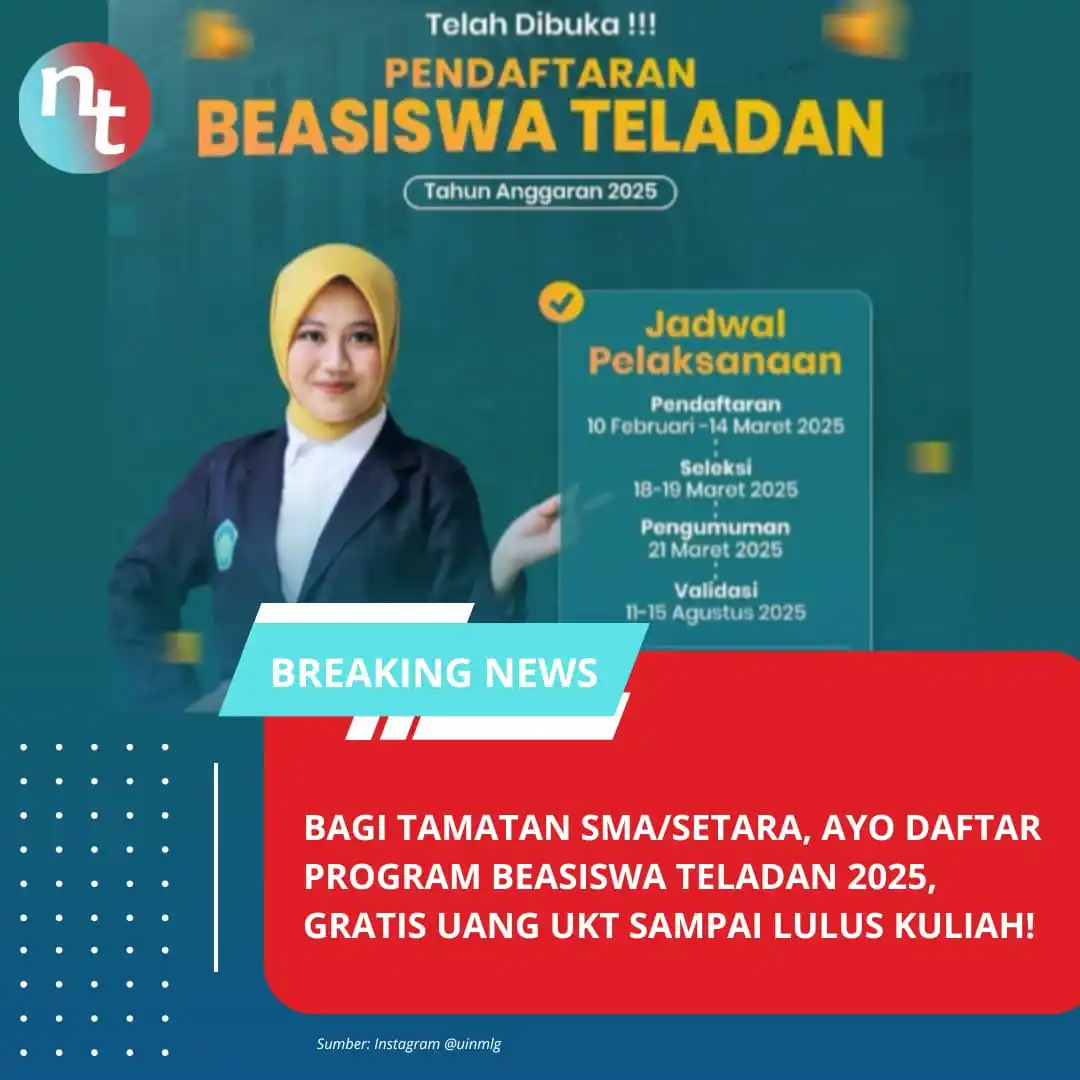 Image from NESIATIMES.COM: Ayo Daftar Program Beasiswa Teladan 2025, Gratis Uang UKT Sampai Lulus...