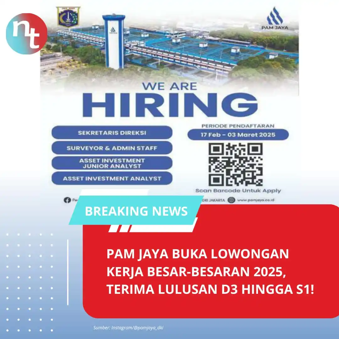 Image from NESIATIMES.COM: PAM Jaya Buka Lowongan Kerja Besar-besaran 2025, Terima Lulusan D3 Hin...