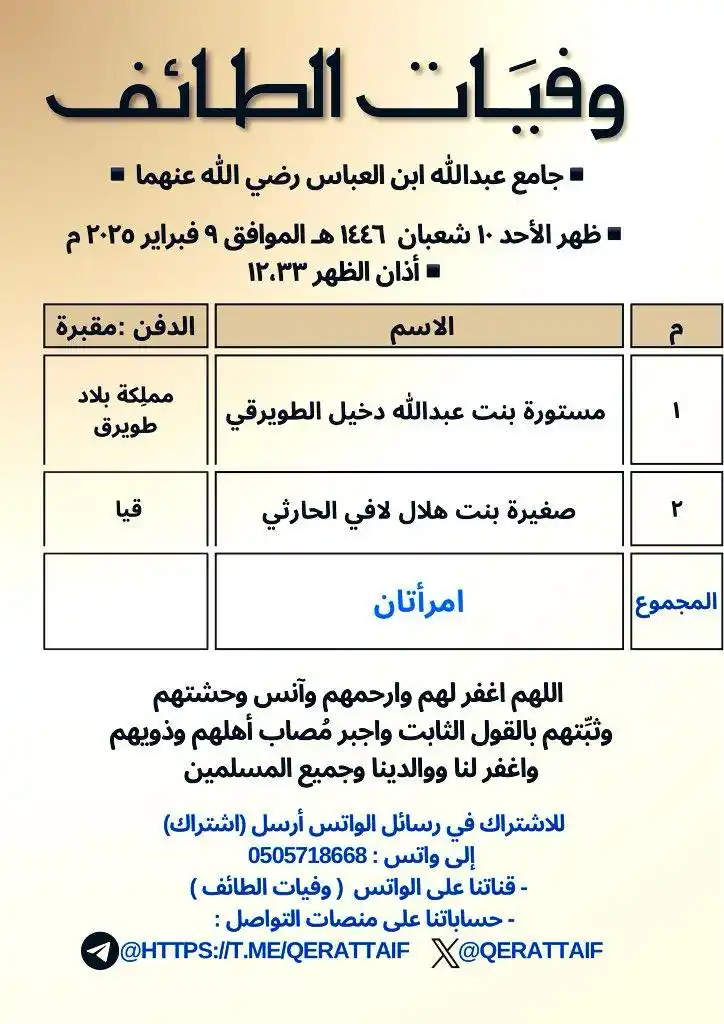 وفيَات الطائف post
