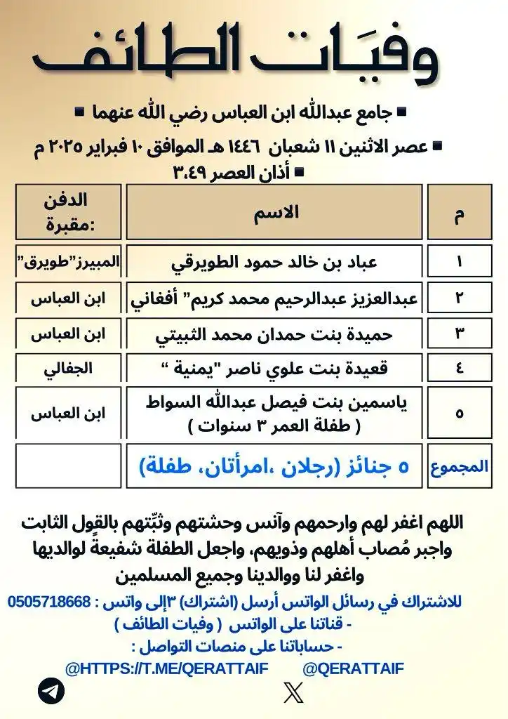 وفيَات الطائف post