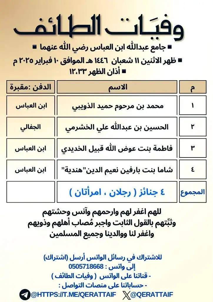 وفيَات الطائف post