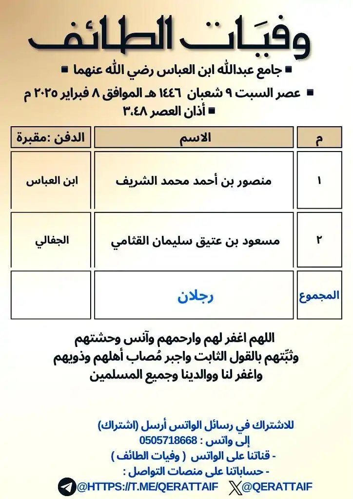وفيَات الطائف post