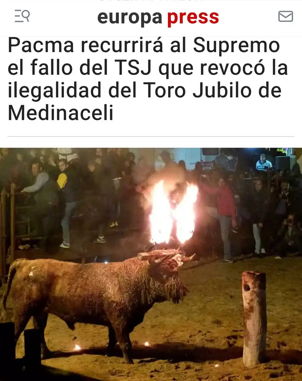 Image from PACMA: 📢¡NO NOS DETENDREMOS! 🐂El Tribunal Superior de Justicia de Castilla...
