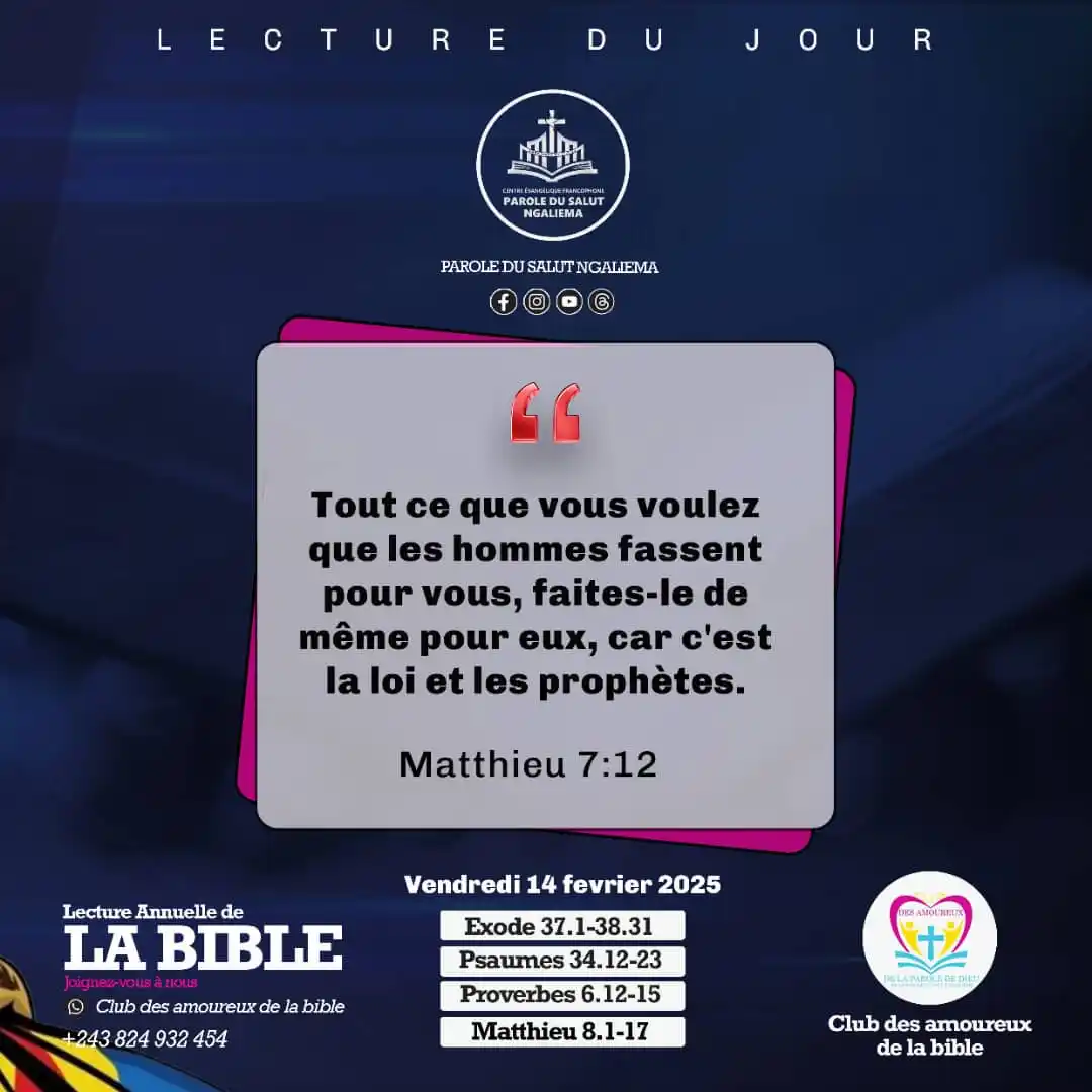 Image from PAROLE DU SALUT NGALIEMA: MÉDITONS📖  📌Méditation du Vendredi 14/02/2025  ✅Matthieu 6:14-15 _To...