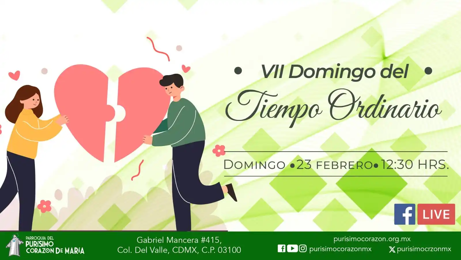 Image from Parroquia PCM: 💒 *Ven a la Misa y deja que Dios transforme tu vida*.🕊️✨  📅 Domingo...