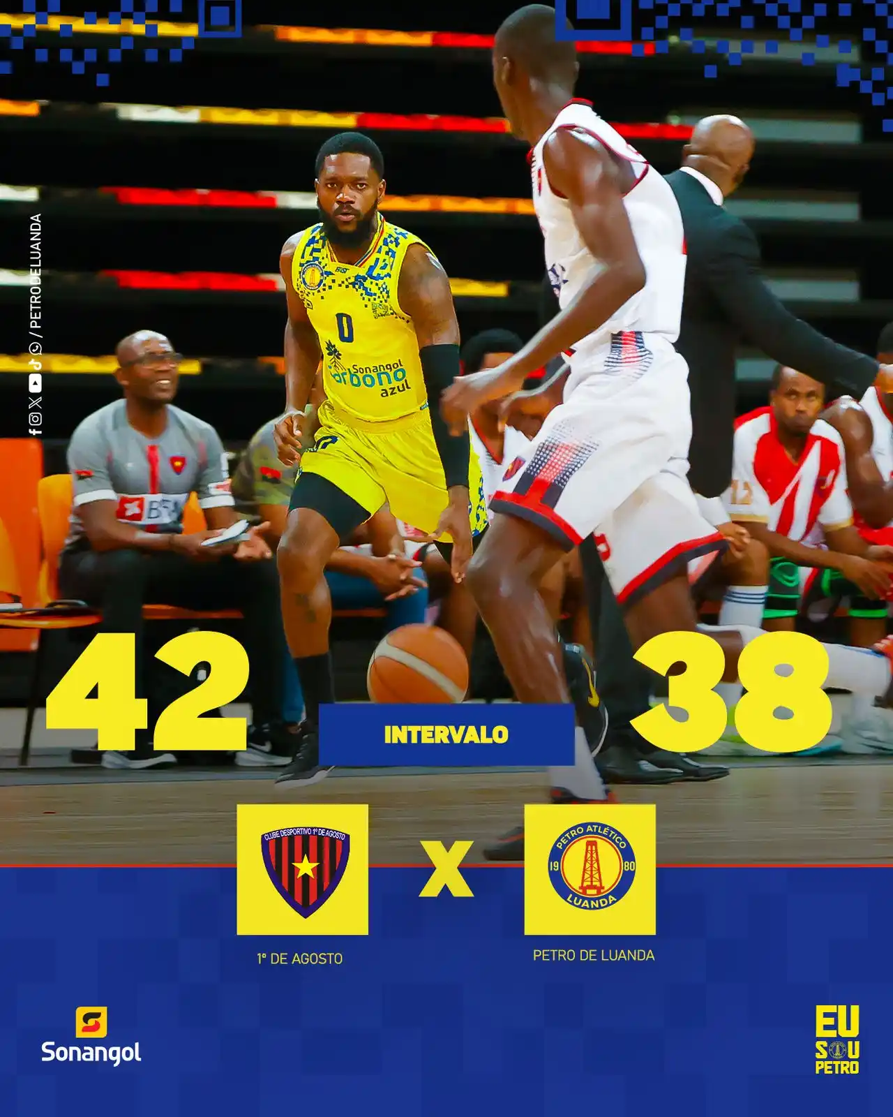 Image from Petro de Luanda : Intervalo ⏸️🏀 1° De Agosto 4️⃣2️⃣🆚3️⃣8️⃣ Petro de luanda <a class...
