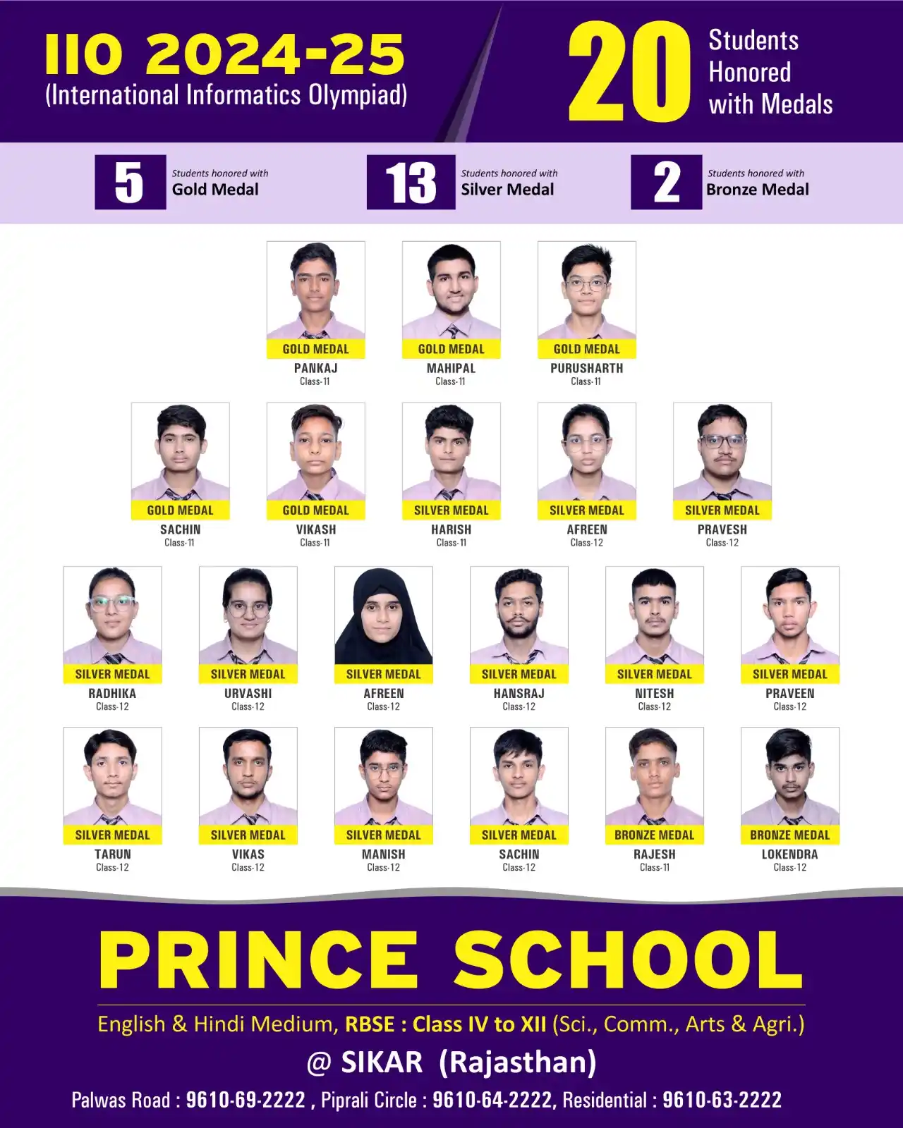 Image from Prince Education Hub, Sikar: 🏆 Prince School Shines at International Informatics Olympiad 2024-25!...