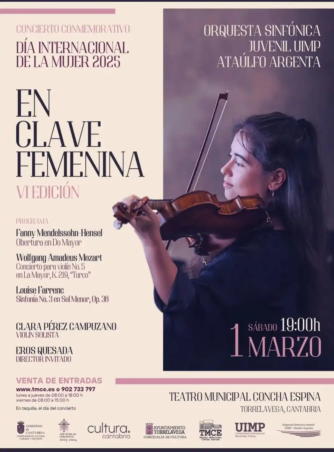Image from Radio Studio: 📆 𝐀𝐠𝐞𝐧𝐝𝐚 | Torrelavega 🎻 ‘En Clave Femenina’, de la mano de l...