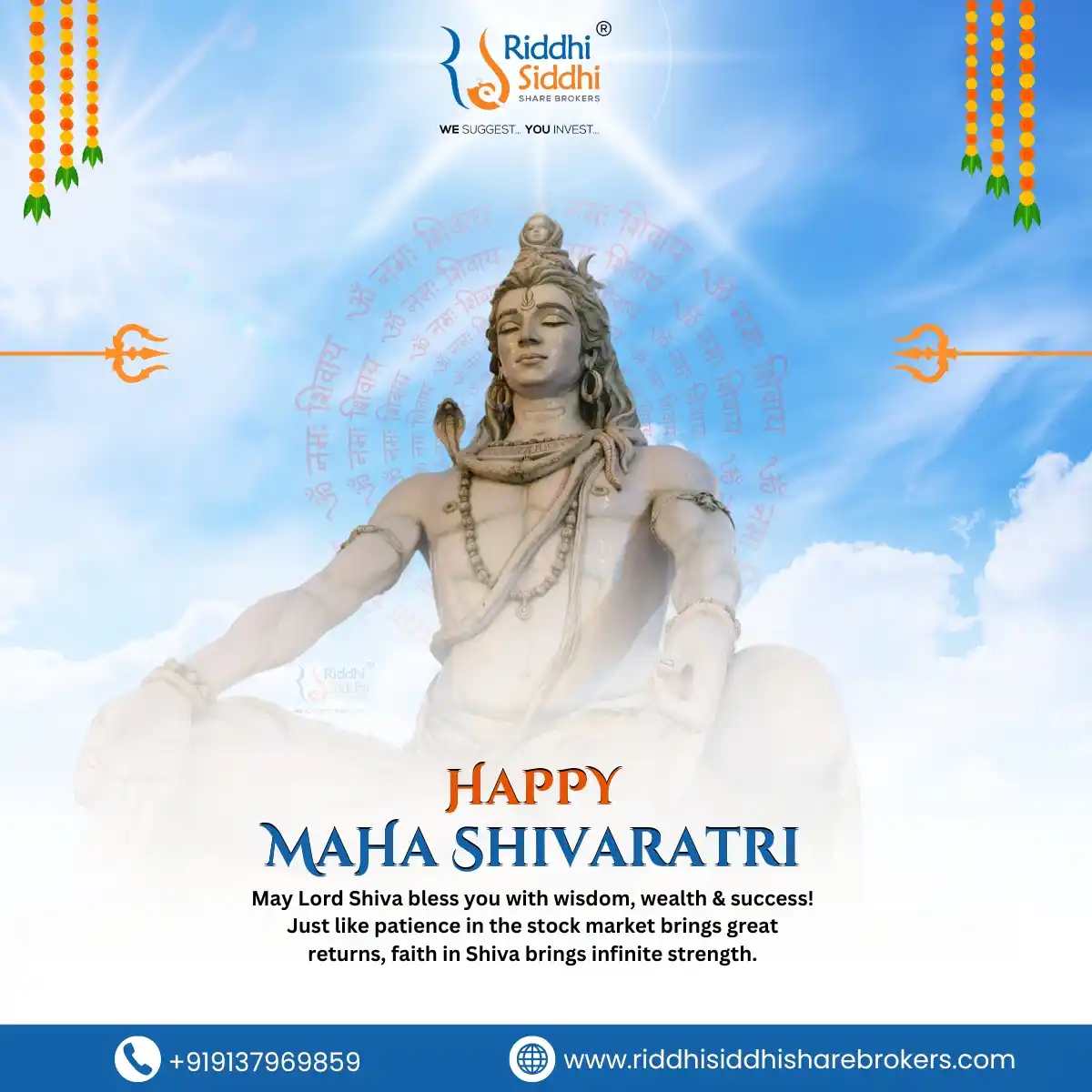 Image from Riddhi Siddhi Share Brokers News Channel: ✨ Har Har Mahadev! ✨ On this sacred occasion of Maha Shivratri, may L...