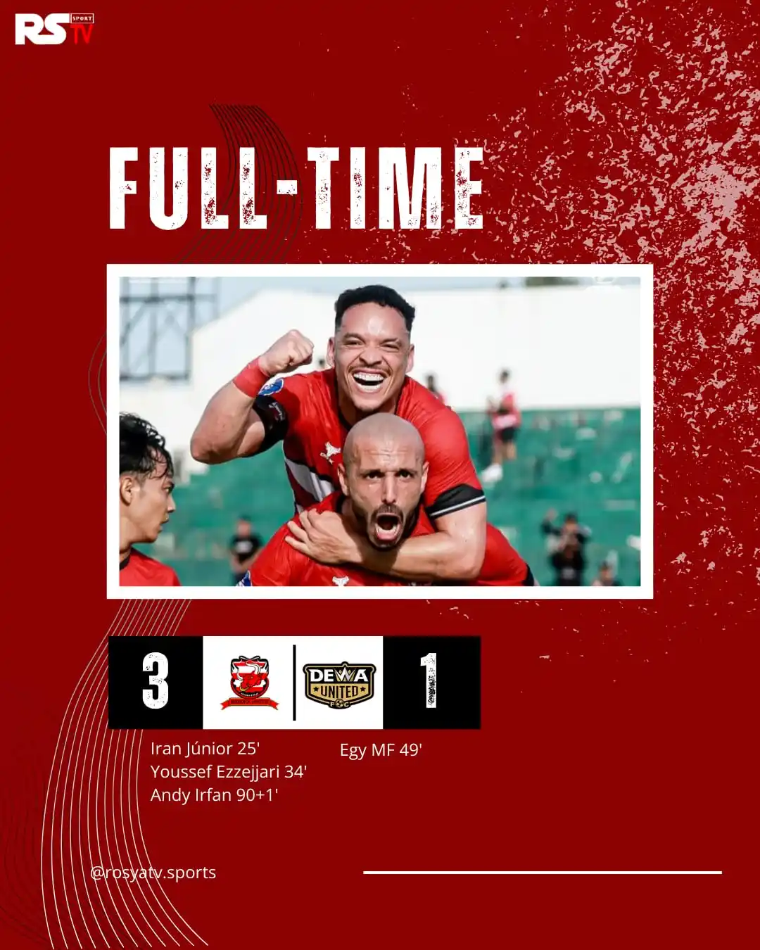 Image from ROSYA TV: Alhamdulillah akhirnya... Madura United berhasil mengalahkan club Ran...