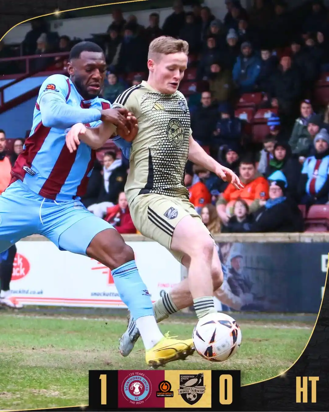 Image from Scarborough Athletic Football Club: ⏸️ HALF-TIME: Scunthorpe 1-0 Boro A tough first half for Boro, with C...