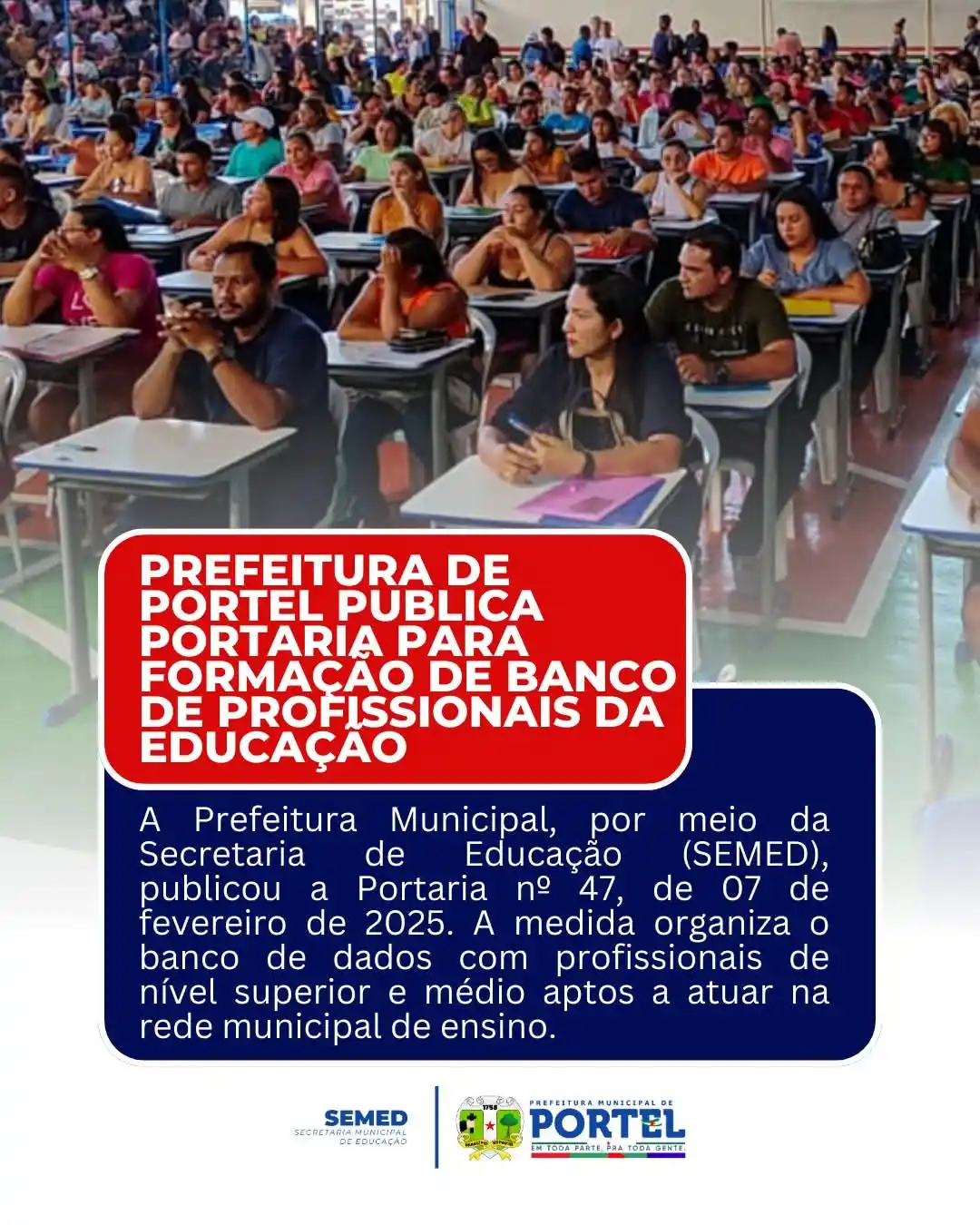 Image from Secretaria Municipal de Educação - SEMED Portel/PA: 📢 Atenção, profissionais da educação em Portel! A Prefeitura Municip...