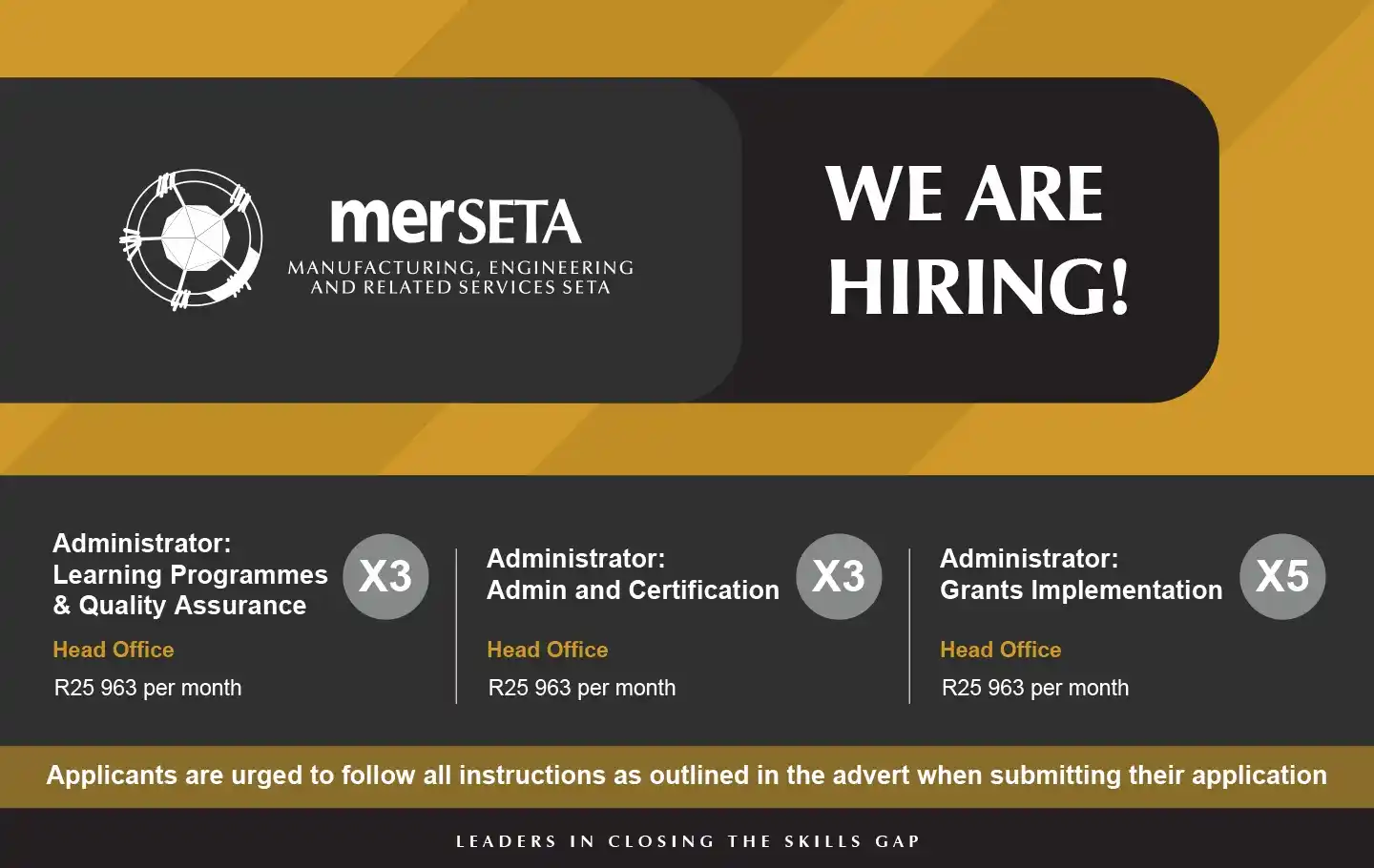 Image from Jobs Sharing & Learnerships - Skills Development Plan: Join the merSETA Team x13 posts available! Administrator: Learning Pro...