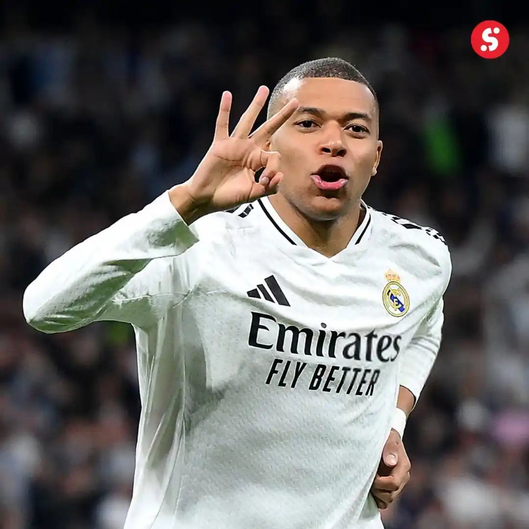 Image from SportyBet : 🔥 MBAPPE MASTERCLASS AT THE BERNABEU! 🎩⚡️ First Champions League ha...