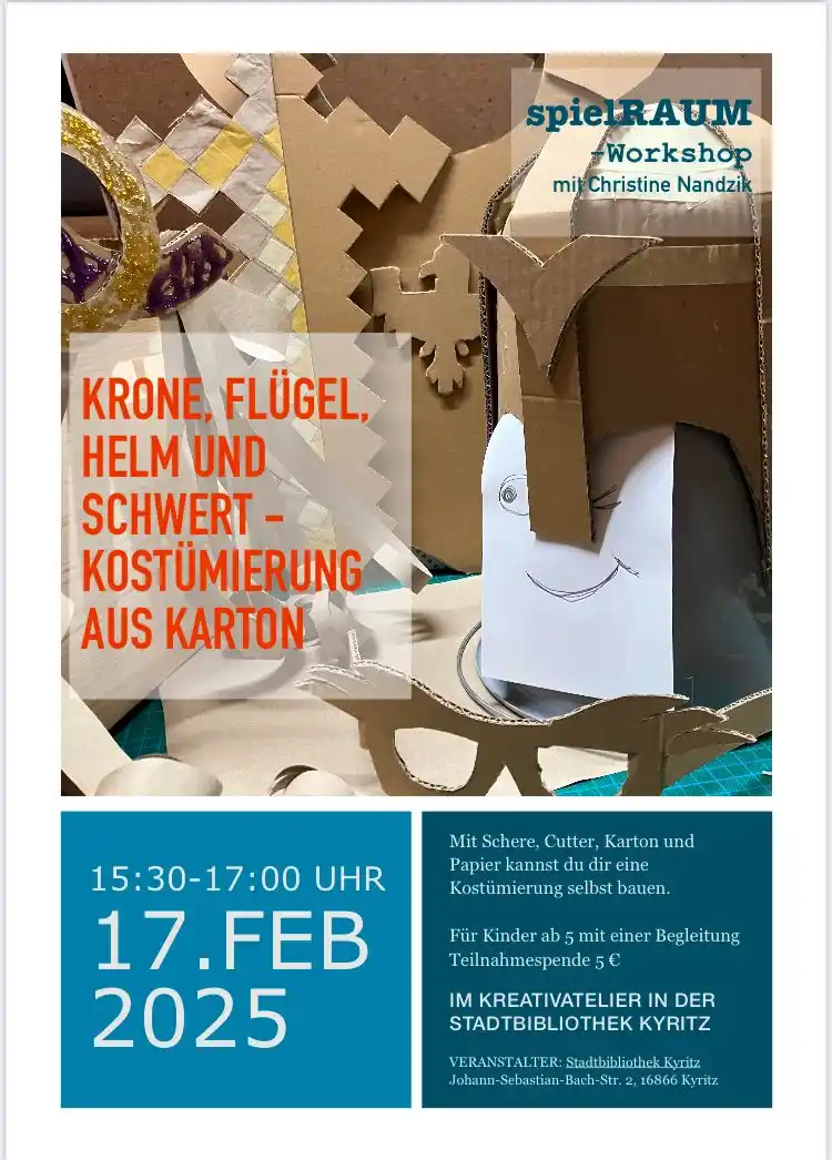 Image from Stadtbibliothek Kyritz : Am Montag, den 17. Februar 2025 findet von 15:30 Uhr bis 17:00 Uhr im ...