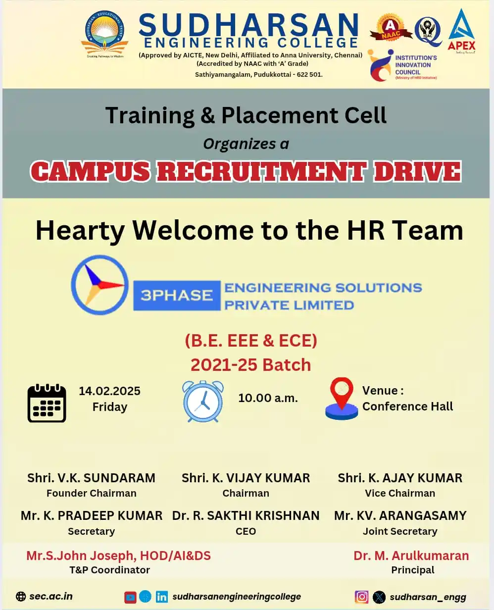 SUDHARSAN ENGINEERING COLLEGE post