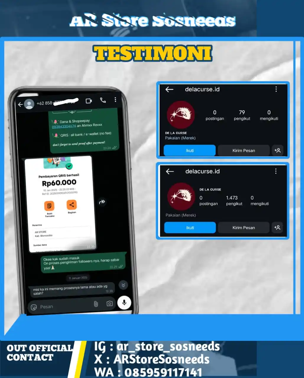 Testimoni AR Store SosNeeds post