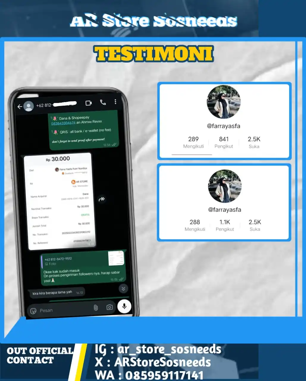 Testimoni AR Store SosNeeds post