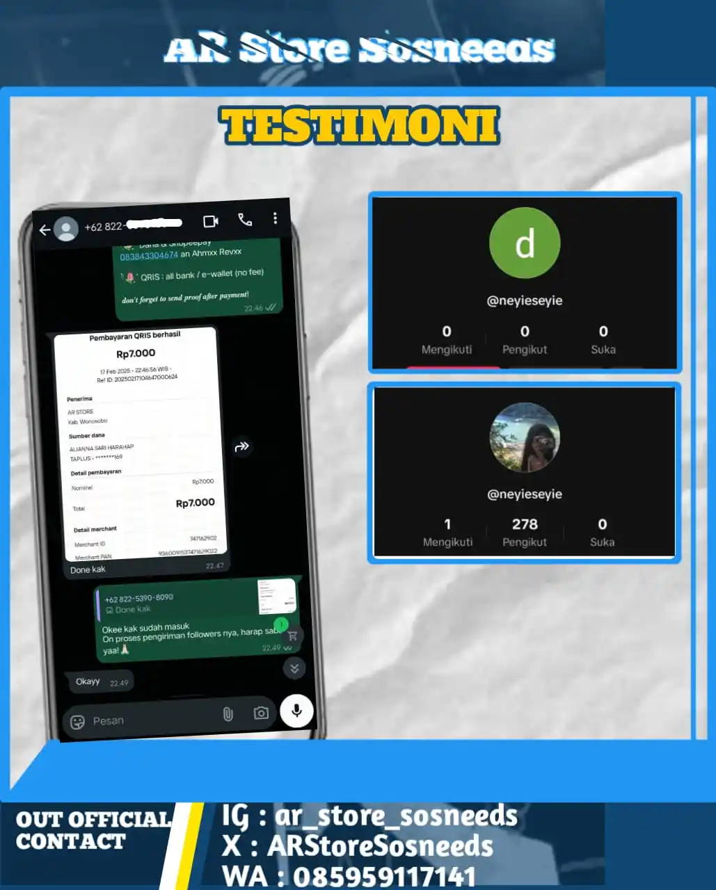 Testimoni AR Store SosNeeds post