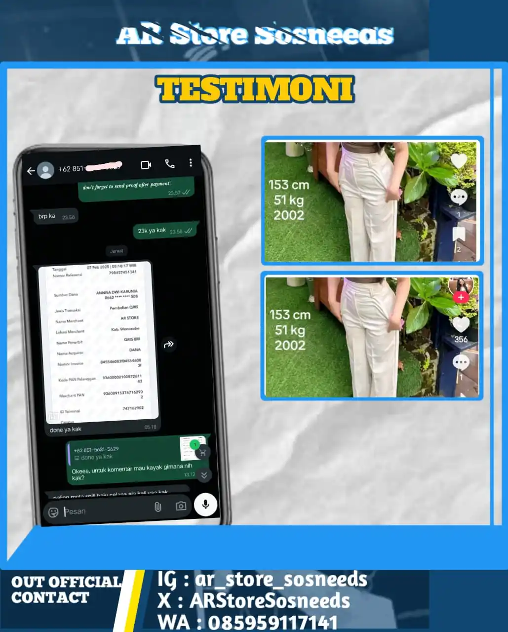 Testimoni AR Store SosNeeds post