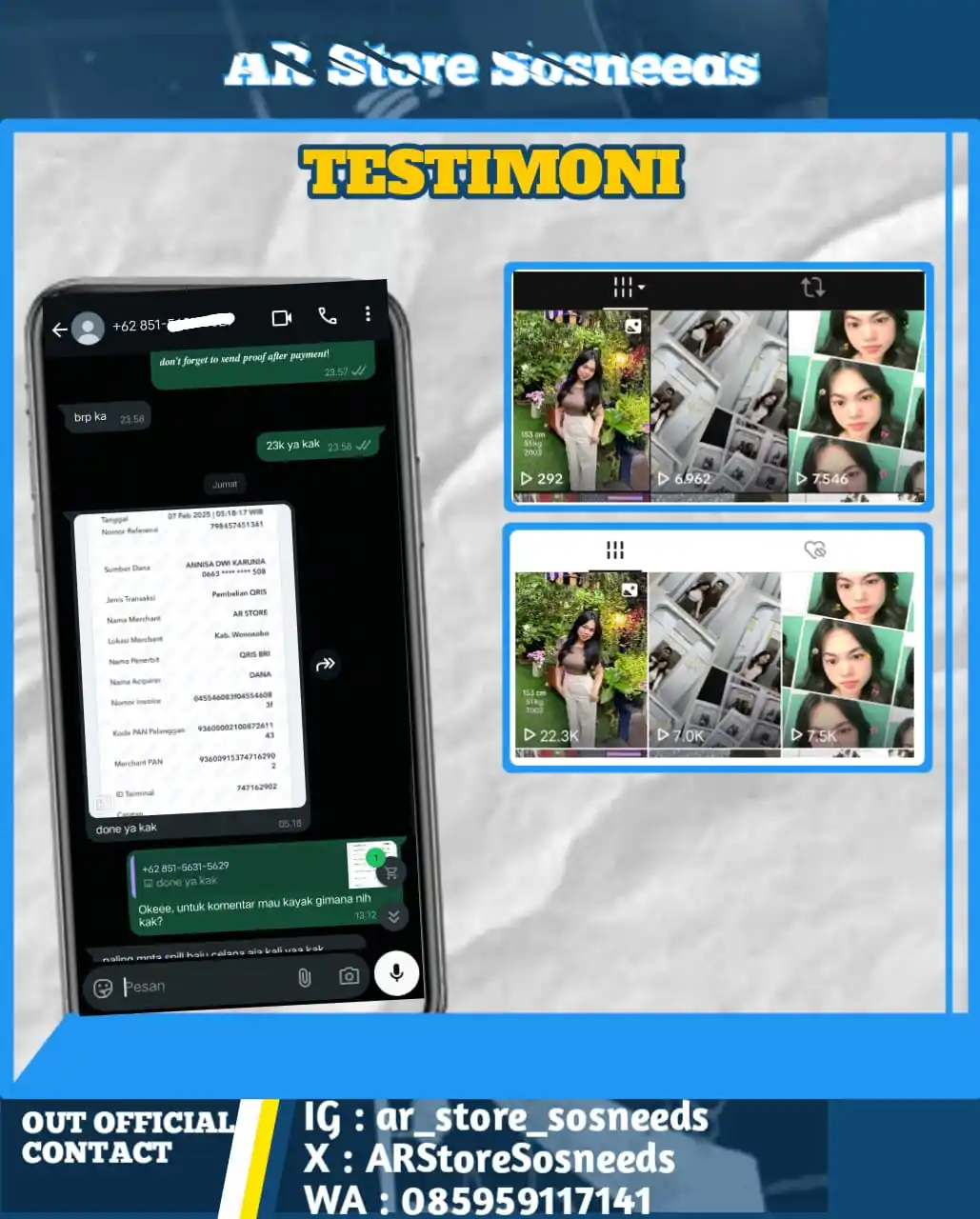 Testimoni AR Store SosNeeds post