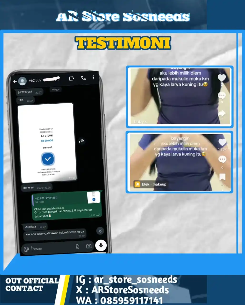 Testimoni AR Store SosNeeds post