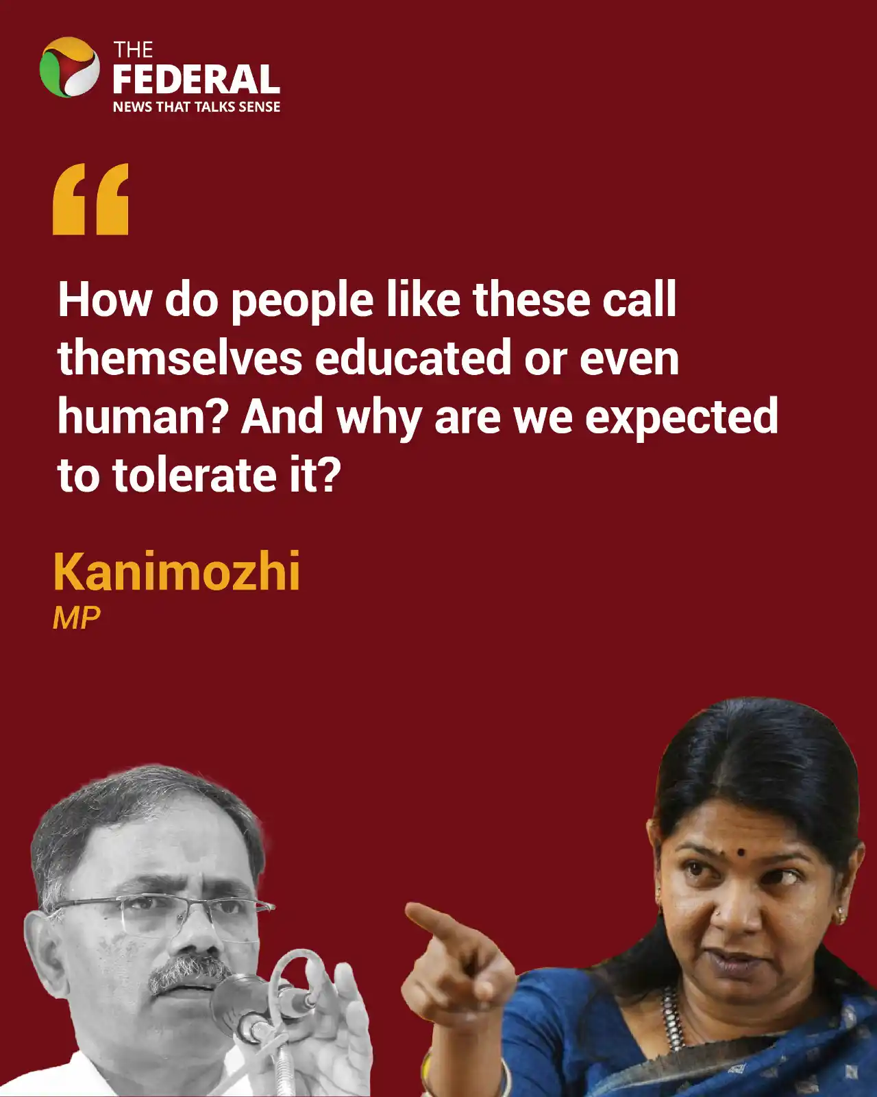 Image from The Federal: DMK MP Kanimozhi reacts to Mayiladuthurai Collector's insensitive comm...