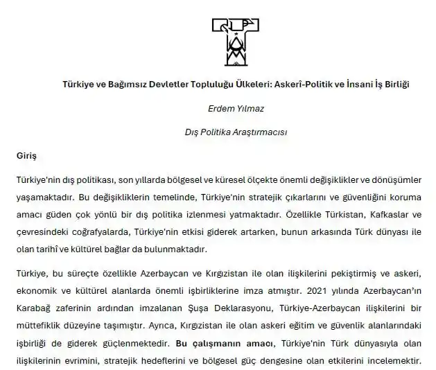Türk Dış Politikası Araştırma Merkezi (TUDPAM) post