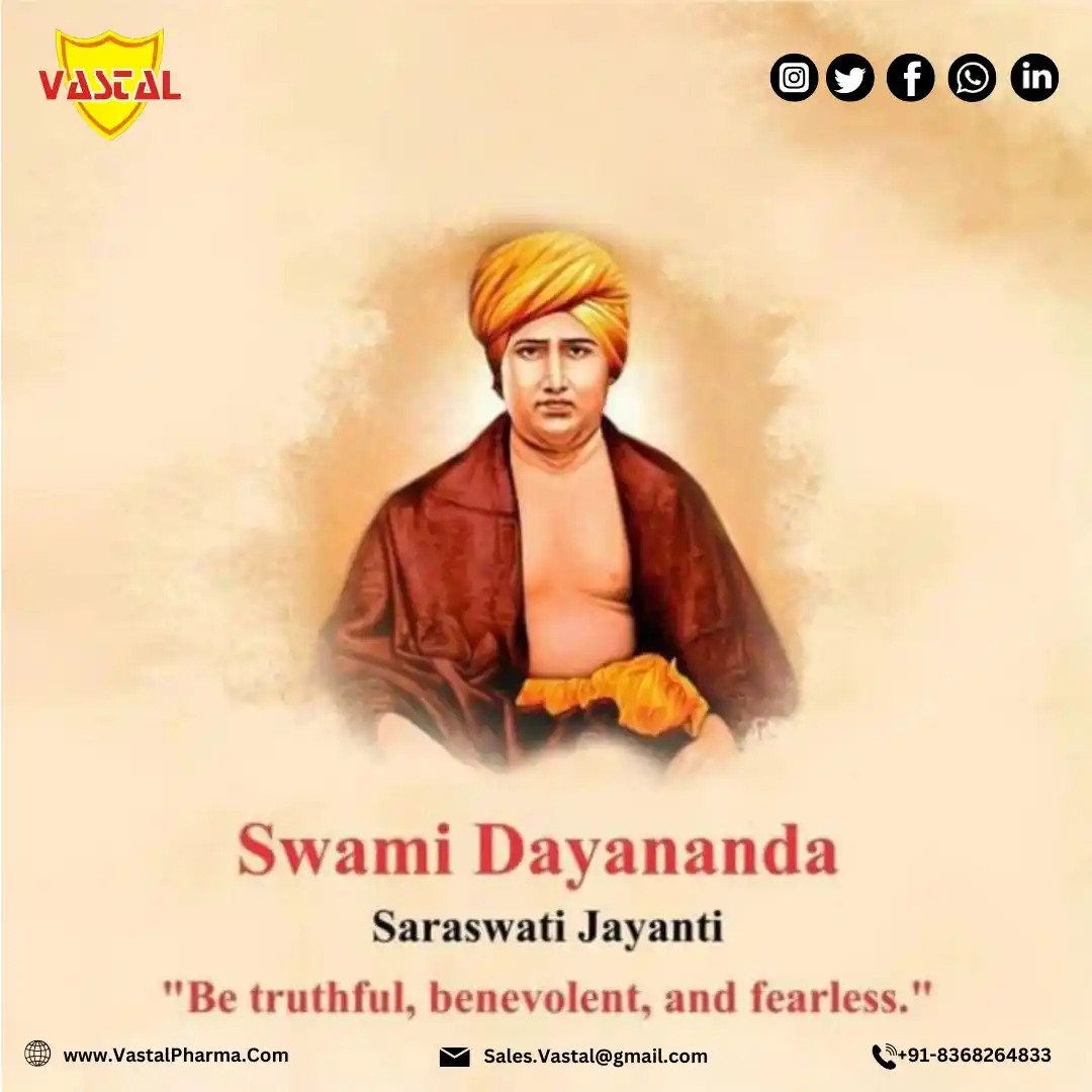 Image from Vastal Pharmaceuticals Pvt Ltd: ✨ Honoring the legacy of Swami Dayananda Saraswati on his Jayanti! ✨ "...