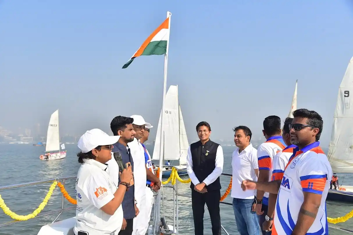 Image from VYOM.One: *Sailing into Patriotism, Republic Day Tricolor Unfurled at Sea in Mum...