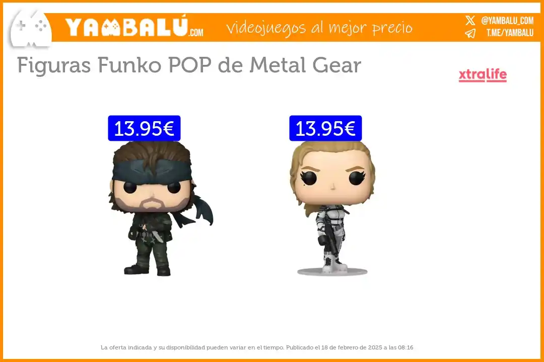 Image from Yambalú - Las mejores ofertas de videojuegos en Amazon, MediaMarkt, FNAC, Miravia...: Disponibles en *Xtralife* las figuras *Funko POP de Metal Gear* por *1...