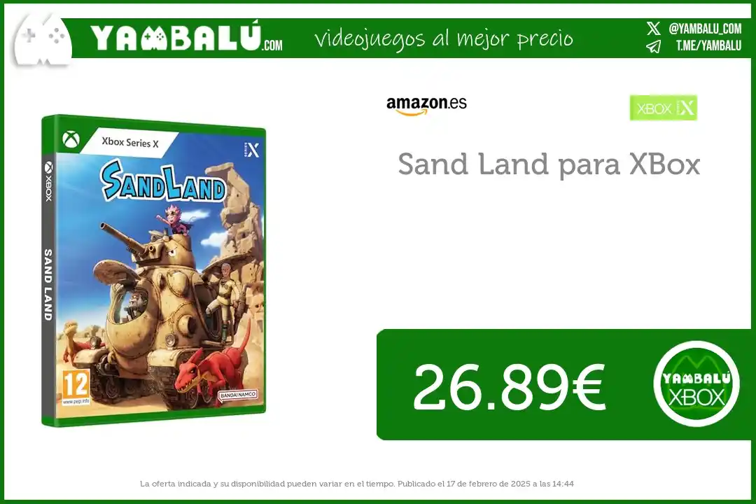 Image from Yambalú - Las mejores ofertas de videojuegos en Amazon, MediaMarkt, FNAC, Miravia...: Oferta para XBoxSeriesX: *Sand Land*  ✅ *26.89€*   🛒 Comprar en Amazo...