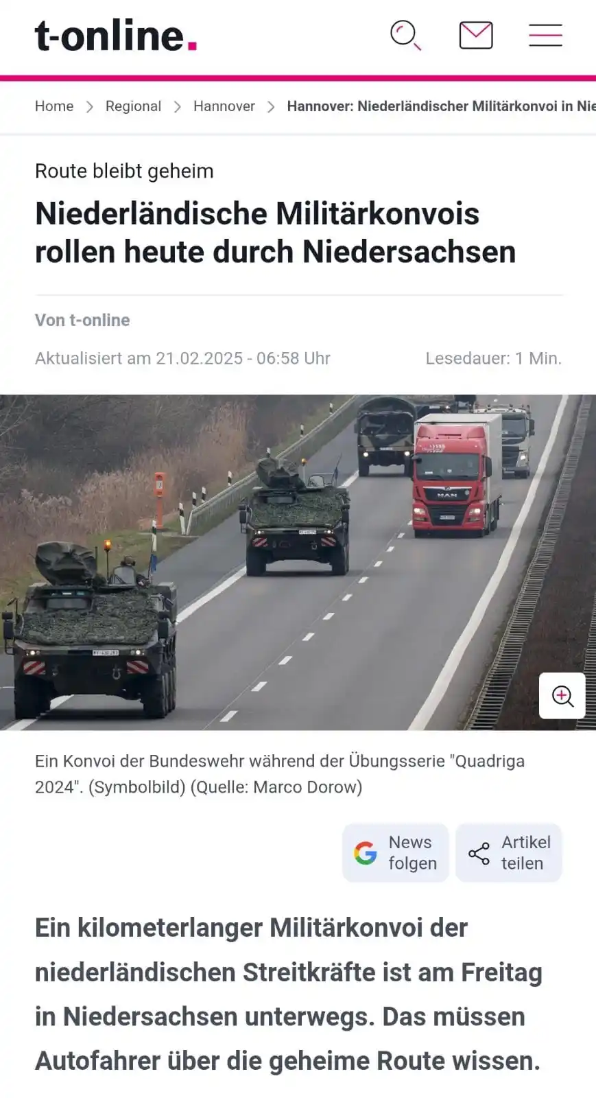 Image from Anti ⬛🟥 KrieGKo: Route bleibt geheim Niederländische Militärkonvois rollen heute durch ...