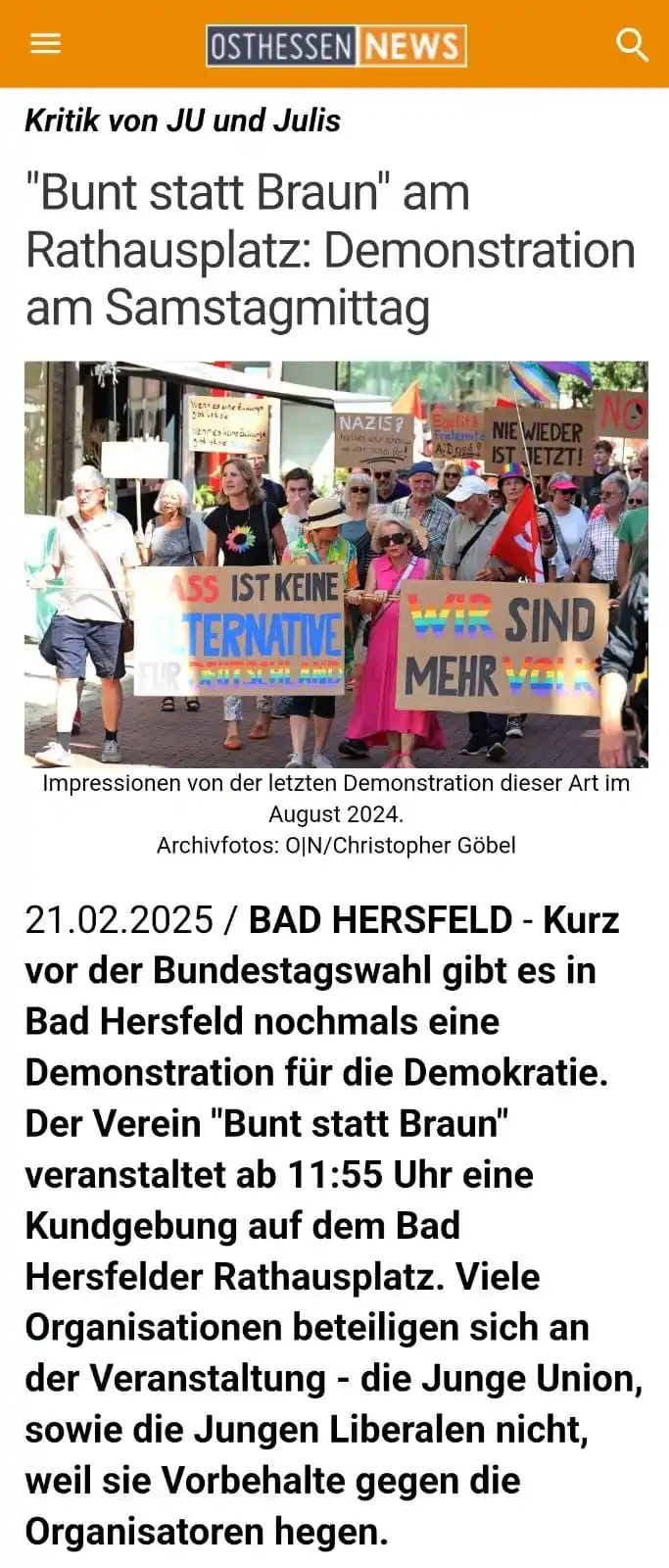 Image from Anti ⬛🟥 KrieGKo: Kritik von JU und Julis "Bunt statt Braun" am Rathausplatz: Demonstrat...