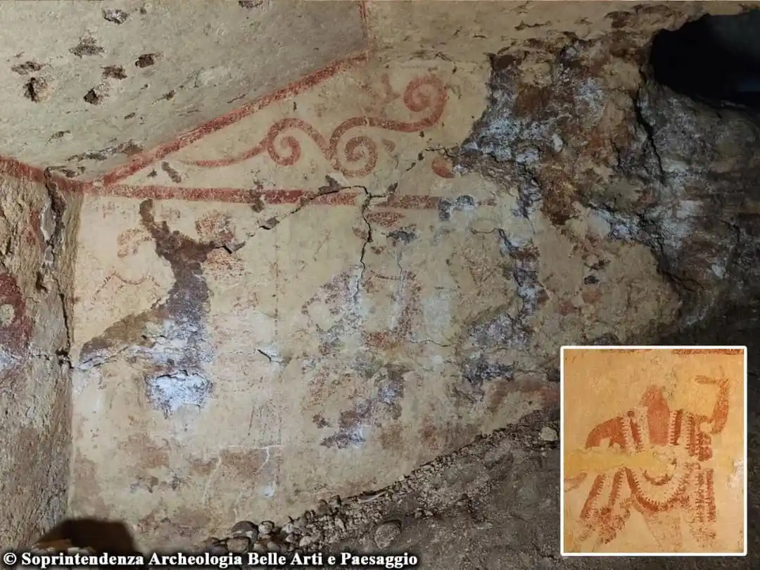 Image from Archaeology News Online Magazine: Extraordinary painted tomb discovered in Tarquinia’s Etruscan necropol...