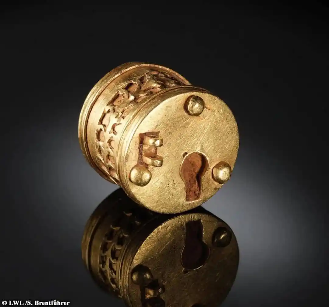 Image from Archaeology News Online Magazine: Rare 3rd-century Roman miniature gold lock discovered in Germany  In 2...